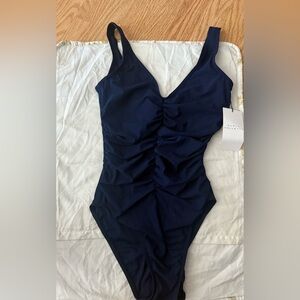 Karla Colletto Elegant Dark Blue One Piece Swimsuit Size 12